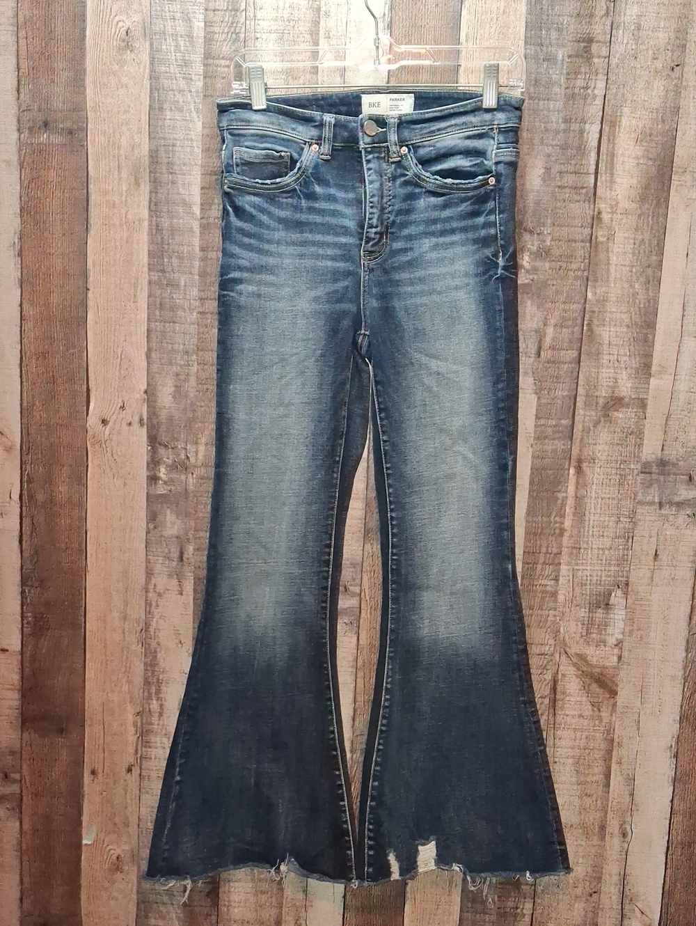 Women's BKE Parker High Rise Super Flare Jeans Size 24 0 1 Short The Buckle